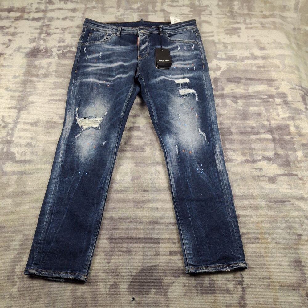 Skater Jeans Mens Size 54 Distressed Paint Splatter 36x30 Denim NWT